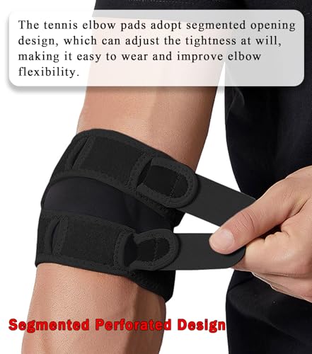 Image of Elbow Brace for Tennis & Golfers Elbow, Compression Support with EVA Pad, Adjustable Straps, Tendonitis Elbow Brace for Bursitis, Sports Injury Recovery, Arthritis Pain Relief (Black (2 Pieces), One Size)