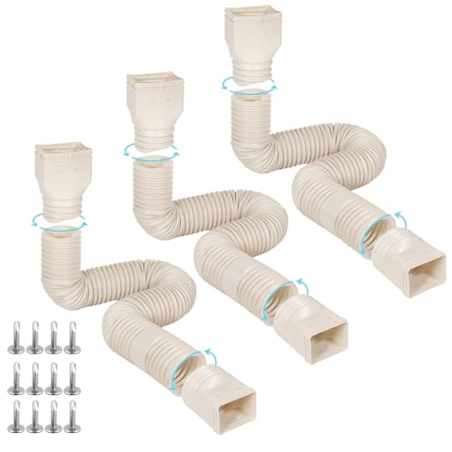 plusgutter Rain Gutter Downspout Extensions Flexible, Drain Downspout Extender,Down Spout Drain Extender, Gutter Connector Rainwater Drainage,Extendable from 21 to 68 Inches(3 Pack, Limestone) by plusgutter - Used condition - US$34.20