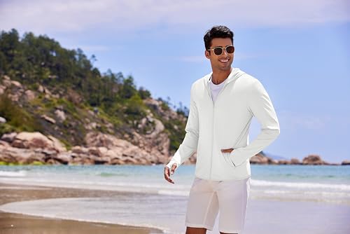 COOFANDY Jaqueta masculina com zíper, FPS 50+, leve, com capuz, proteção solar, refrescante, manga c