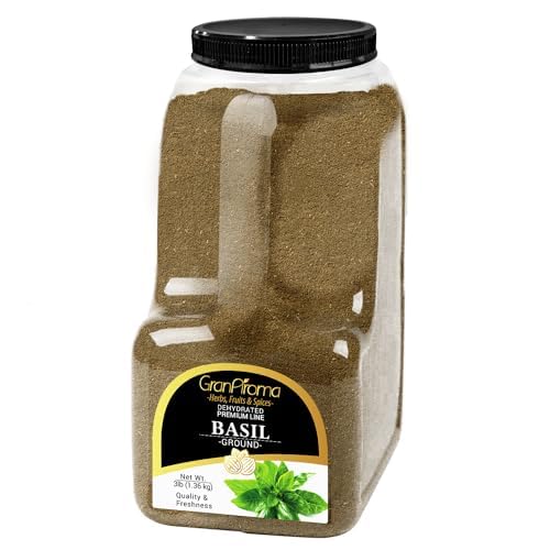 GranAroma Ground Basil, Peppery Flavor, Sauces & Dressings, Fine Ground (3 Pound)