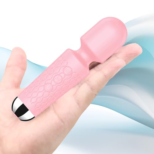 Image of jtffe Handheld Cordless Massager - 20 Speeds & 8 Modes, Quiet Waterproof Vibrating Wand for Neck Back Pain Relief & Muscle Recovery (Pink)