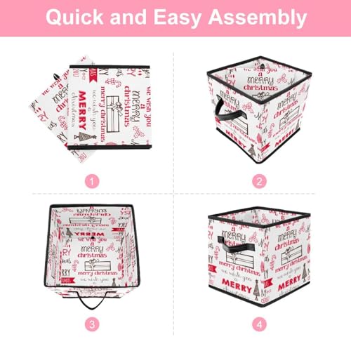 Boîte de rangement cube pliable en tissu avec poignées ergonomiques - 6