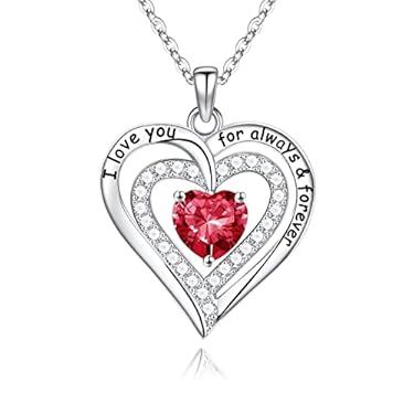 AMAZON - IEFUP July Birthstone Necklace Jewelry for Women Unique, Sterling Silver Birthstone Ruby Necklace Mother Daughter Necklace Mother in Law Birthday Gifts for Mom Sister Wife from Daughter Son Husband