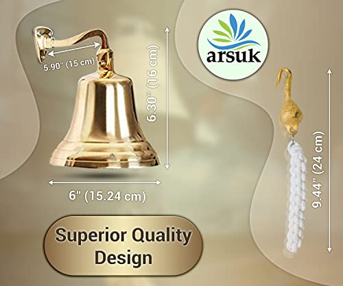 Arsuk Ship Bell - Large Brass Sleigh Bell, Wall Mounted Hanging Nautical Ships Bell For Dinner Christmas Service Craft Farmhouse Maritime Church Pirate House #TOP3