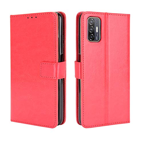 BellaCase Funda HTC Desire 21 Pro 5G [Pata de Cabra] [Ranuras para Tarjetas] [Funda con Tapa magnética] Compatible con el teléfono Inteligente HTC Desire 21 Pro 5G(Rojo)