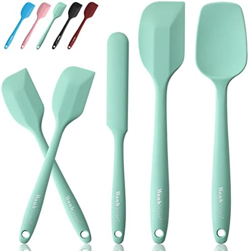 Wanbasion Mint Green Large Silicone Spatula Set with 600°F Heat Resistant, Kitchen Silicone Spatula Set for Baking, Silicon Spatulas for Cooking Mint Green Red Non-Stick & Bpa Free