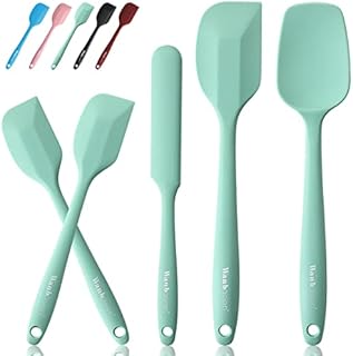 Wanbasion Mint Green Large Silicone Spatula Set with 600°F Heat Resistant, Kitchen Silicone Spatula Set for Baking, Silicon Spatulas for Cooking Mint Green Red Non-Stick & Bpa Free