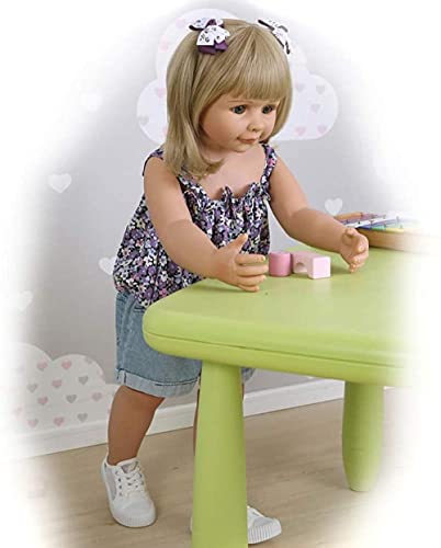 Wiedergeborene Puppen Wiedergeburt Puppe Simulation Wiedergeborenes Kleinkind Silikon Vinyl Mädchen Blonde Haar 34inch… – Bild 4