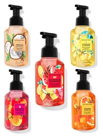 Bath and Body Works Gentle Foaming Hand Soap Set- Watermelon Lemonade, Raspberry Tangerine, Orange Sunrise, Vanilla Coconut & Sunshine & Lemons(Set of 5), 8.75 fl oz /259 mL Each