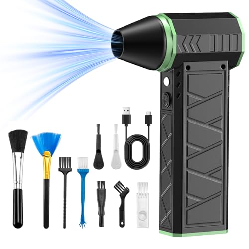 Compressed Air Duster, 149000RPM Super Power Mini Dust Blower, Upgrade 4-Gear Adjustablewith Electric Dust Fan with LED Light, Rechargeable Air Duster Cleaner for PC, Car Interior, Househol