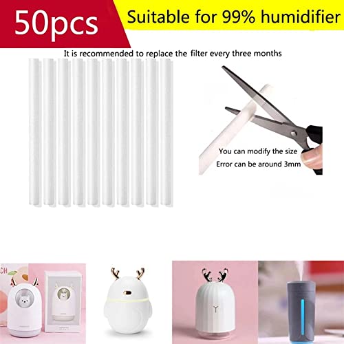 Hopbucan 8X200mm Humidifier Filter Atomizer Replacement Cotton Swab 50Pack Humidifier Filter Can Be Cut - Image 2