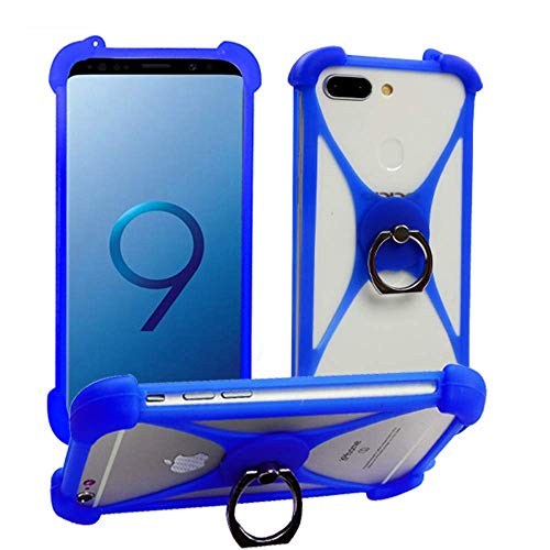 ABCTen Universal Case for BLU View 1 / Advance L5 / J6 Silicone Bumper Case 360Â° Rotate Ring Grip Case Shockproof Protective Back Cover for Cat S52 / Blackview A80 Pro(Blue with Ring)