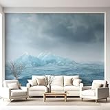 Fototapete Eisberg Reflexion Winter, Vlies Wandbild für Kinderzimmer Schlafzimmer oder Lounge, Meerlandschaft Wohnakzent, 150 x 105 cm, passende Bahnen, detailreicher Druck, ative Raumdeko