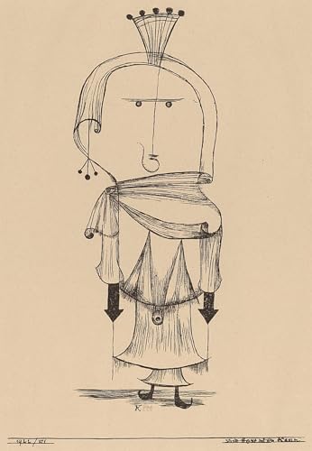 Cuadro en lienzo de Paul Klee La strega col pettine para decoracion de salon moderno 60x90cm