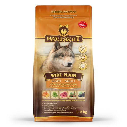 WOLFSBLUT – Wide Plain Adult Light | Fettreduziertes Trockenfutter mit wertvollen Superfoods für ausgewachsene Hunde. Getreidefreies Alleinfutter ohne Zusatzstoffe im Beutel | 2kg Pferd