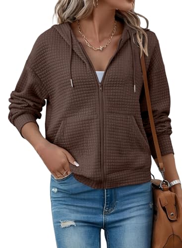 SHEWIN Womens Zip Up Hoodies Oversized Sweatshirt Fall Fashion Outfits