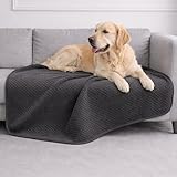 Dreamzie Hundedecke Wasserdicht Bett, Auto, Outdoor 100x120cm - Reversible und Maschinenwaschbar Hundedecke Sofa aus Sherpa Fleece - Dunkelgrau