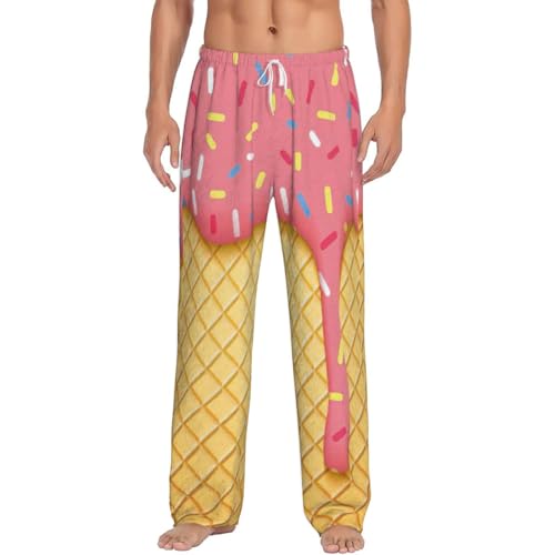 Pantalon de pyjama en flanelle pour homme avec imprimé crème glacée