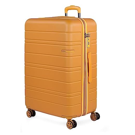 JASLEN - Maleta Grande de Viaje 4 Ruedas Trolley Extensible Rígida de ABS. Dura Práctica Cómoda Ligera y Bonita Marca y Estilo. Candado TSA. Viajes Largos.1712, Color Mostaza tornasolado