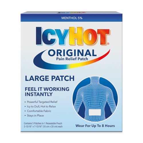Image of Icy Ht Extra Strength Original Medicated Advanced Pain Relief Patch 5pcs, Large 1pack | Instant Relief from Muscular Pain & Joint Pain| Natural Pain Relief Patches