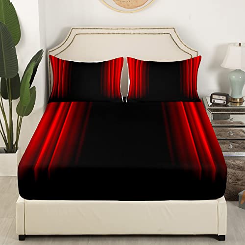 Feelyou Abstract Ombre Decor Bed Sheets Kids Teens Red And Black Sheet Set Fashion Sheets Girls Boys Room Decor Twin Size,1 Flat Sheet +1 Fitted Sheet+1 Pillowcase thumb #2