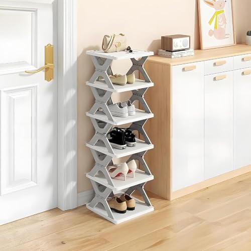 Bakaziky Multi-Layer Shoe Rack for Home, Space Saving Plastic Shoe Organizer Stand, Easy Assembly Storage Rack for Living Room, Bedroom & Entryway (6 Tier)