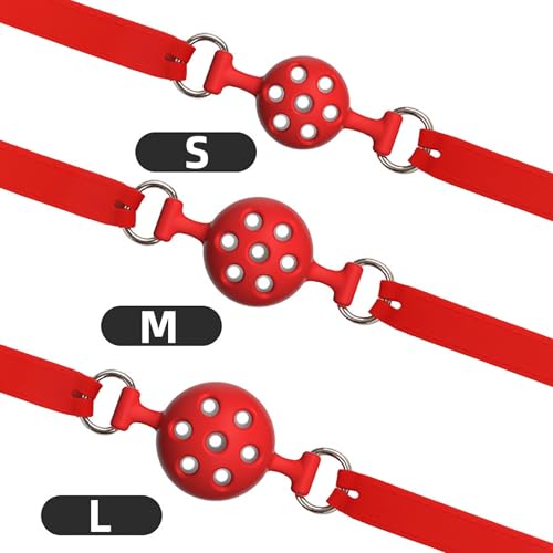 Orirya ボールギャグ sm 口枷 7穴付き 柔らかいシリコン製 口栓 口ギャグボール猿ぐつわ SMグッズ 拘束具 調節可能 拘束グッズ 男女兼用 コスプレ 初心者向け 赤 S - 画像6