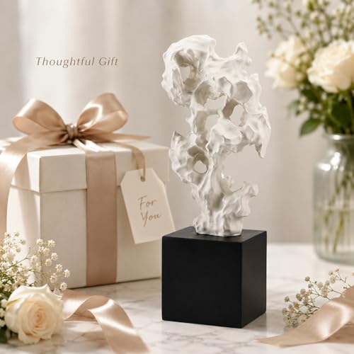 Escultura Abstracta Moderna 11.8" Resina Negra y Blanca miniatura 6