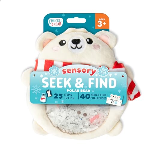 Chuckle & Roar Sensory Seek & Find Scavenger Hunt Plush Polar Bear Game for Ages 3 and Up - Great On The Go Learning Toy for Toddlers
