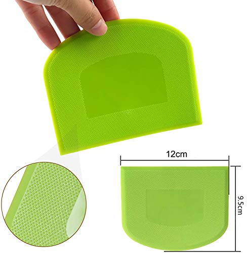 Teigschaber Teigschaberkarte Silikon,Dough Scraper card Spatelset für Kuchen, Pizza, Brotschneiden, Küchenbedarf für Brot Backen Kuchen Enthusiasten Anfänger Profi Bäcker (Weiß+Grün) 2