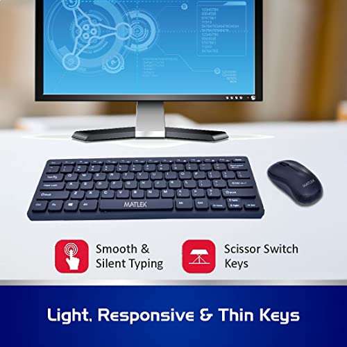 Image of Matlek Wireless Keyboard | 2.4 G Connect | Works with - Windows, Mac, Android | Slim and Portable, Black