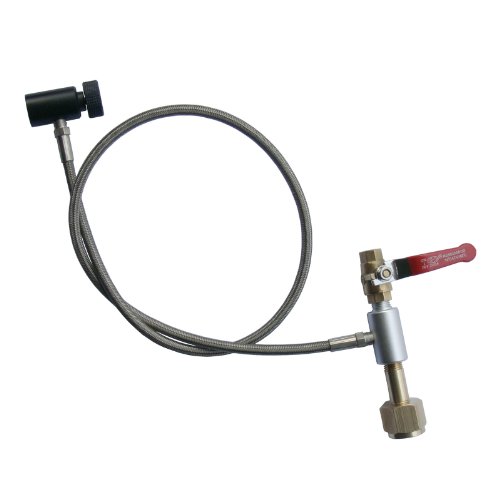 Paintball 36" Single Valve CO2 Fill Station,Stainless Steel Braided Hose Line