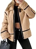 Tankaneo Womens Faux Fur Jackets Winter Trendy Sherpa Moto Leather Patchwork Zip Up Coat