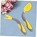 LIOOBO 1 Set Training Tableware Non Slip Utensils for Curved Design for Comfort Lemon Yellow