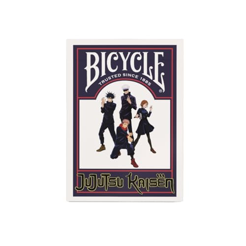 Image of Bicycle Jujutsu Kaisen Playing Cards Standard 52 Deck Poker Size Anime | Yuji Gojo Megumi and Nobara on court cards, Custom pips styled after Sukuna tattoos, Tokyo Jujutsu High logo back
