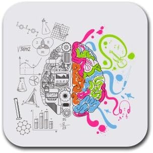 Cool Coast ProductsScience Creative Left Right Brain Coaster Set - Beer Drink Beverage Table Coaster Set - Six (6) Quality Soft Absorbent Neoprene Coasters for Home Office or Bar
