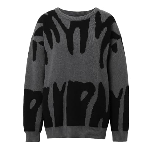 Letter Sweaters Pullover Graphic Sweaters Casual Long Sleeve Aesthetics Sweater Knitwear Gothic Sweaters