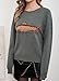 CHARTOU Women Fashion Crew Neck Rib Knit Crucian Carp Graphic Oversized Y2k Pullover Sweater Jumper (Small, Dark Green)