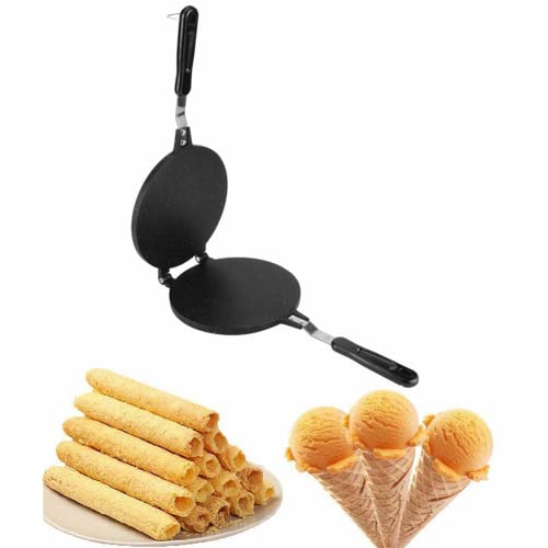 Estink Eggs Roll Maker, Aluminum Household Round Shape Waffle Baking DIY Ice Cream Pancake Waffle Cone Maker for Kitchen Restaurant Cake Bakeware Baking Tool, 15.7 x 7.3 x 1 in