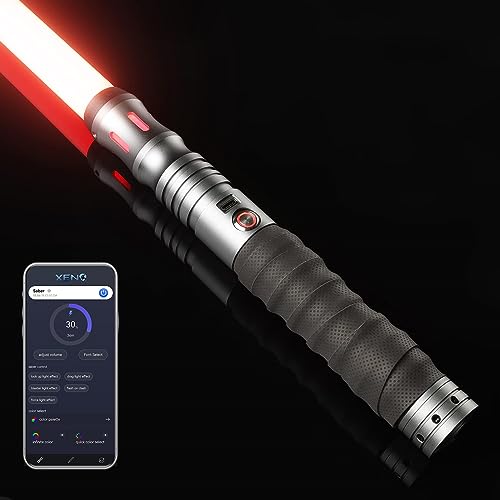 Smooth Swing Dueling Lightsabers with APP - Infinite RGB 16 Colors Changeable Light Sabers, Motion Control Metal Hilt Light Saber for Adults Teens Gift, 16 Sounds Fonts, Battery Rechargeable, Grey