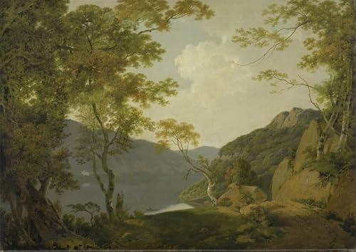 Art mural classique scène de lac par Wright of Derby, tableau toile moderne pour chambre 60x90cm