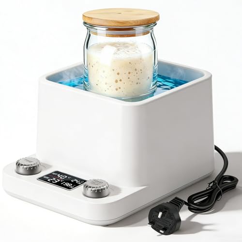 Angju Sourdough Starter Warmer,Water Bath Uniform Warming, Sourdough Heater Kit With 198H Timer,1℃ Thermostat (21–40℃),Fits Jars Up to 50oz,Sour Dough Maker for Home Baking & Consistent Fermentation