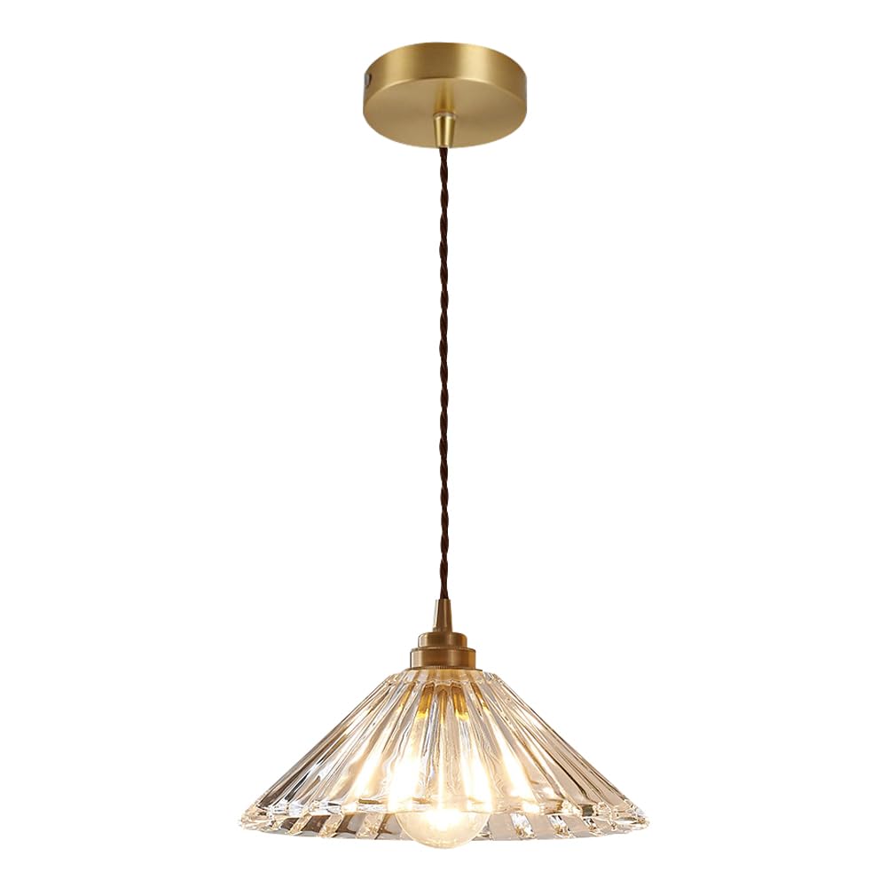 TTBDDDYH Creative Transparent Glass Pendant Lamp, Nordic Minimalist Style Pendant Lamp, E26 Light Source Single Head Chandelier, Restaurant Kitchen Island Balcony Decoration Light Fixtures