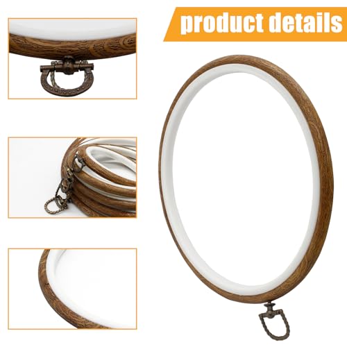 Image of Auvotuis 5Pcs Round Embroidery Hoop Set Imitated Wood Cross Stitch Hoop, Circle Display Frame for DIY Christmas Ornament, Art Craft Sewing (3 inch+4.33 inch+5.7 inch+7.5 inch+9 inch)