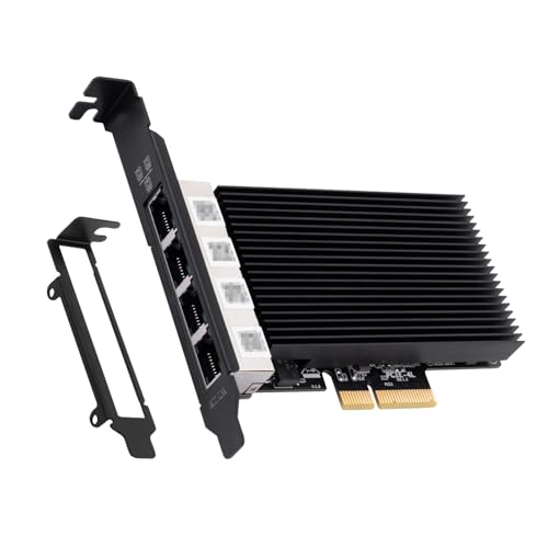 PCI-E Network Adapter 2.5G Gigabit Quad RJ45 Port NIC (Intel I226 Chipset) 2500Mbps Four Port Ethernet WiFi Card with Low Profile Bracket for Windows 11/10/8/7