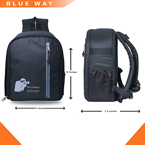 Image of BLUEWAY | Waterproof Camera Bag with Compartment For Accessories | Durable Strong And Lightweight DSLR Bag | Can Carry Case Lens Accessories for All DSLR Cameras | (Black) 24 Liters