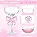 Funnymoom 2 Pack Bow Wine Glasses Pink Bow Clear Cocktail Glasses 6.8 oz Delicate and Elegant Pink Coupe Decorative Coquettish Container for Weddings Birthdays High-end Crystals