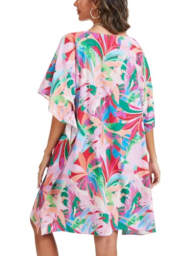 Moss Rose Beach Kaftan Dresses for Women V Neck Summer Swimsuit Cover up Beach Vacation Clothing2