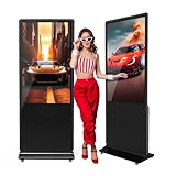 JIYANG 55 Inch Indoor Touchscreen Digital Signage Floor Standing Digital Interactive Kiosks LCD Totem Monitor with WiFi HDMI/USB Input Auto Media Player Android System,Free Customization Logo