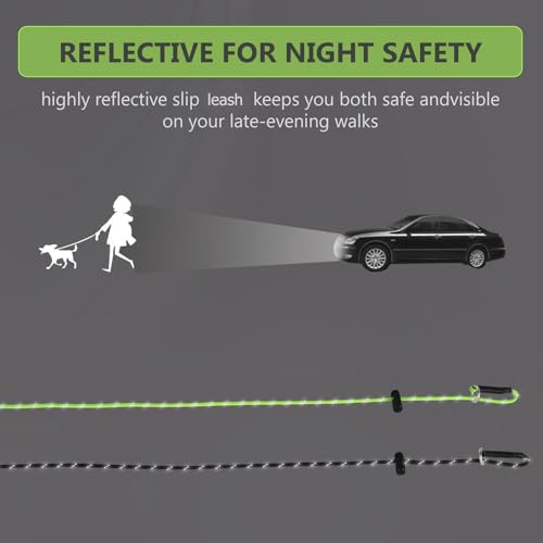 Dog Slip Lead Puppy Training Leash 5/32 Inch Thin Reflective Paracord Leads with 12-Core Strength, 1000lb Pull Force Set of 2 for Small & Medium Dogs(Black & Neon Green, 5 FT) by FURSDOLY - Image 3